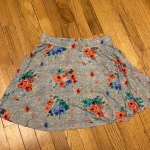 Gray Floral Skater Skirt